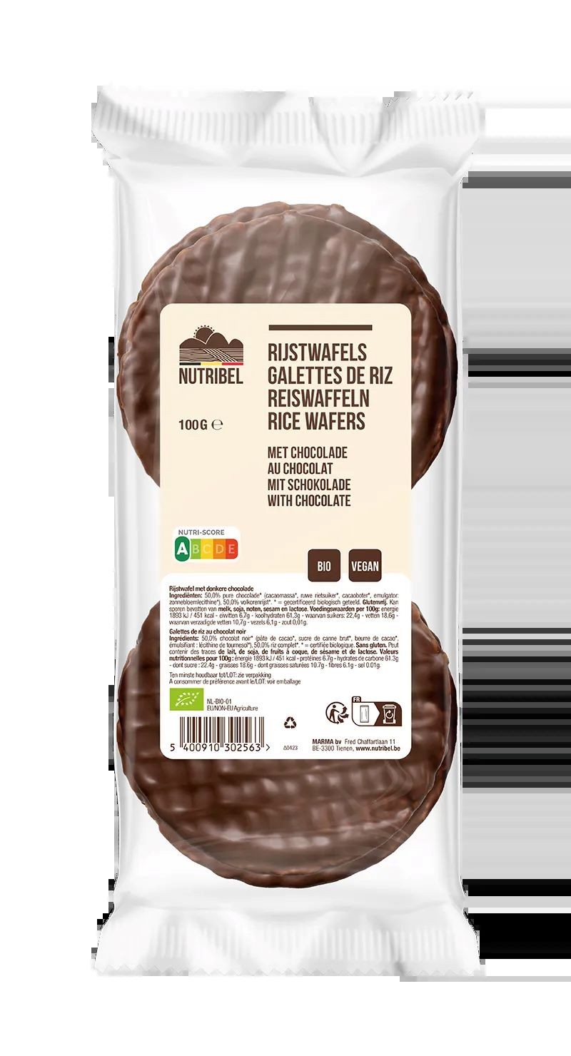 Nutribel rijstwafels met pure chocolade online kopen Natuurgroothandel