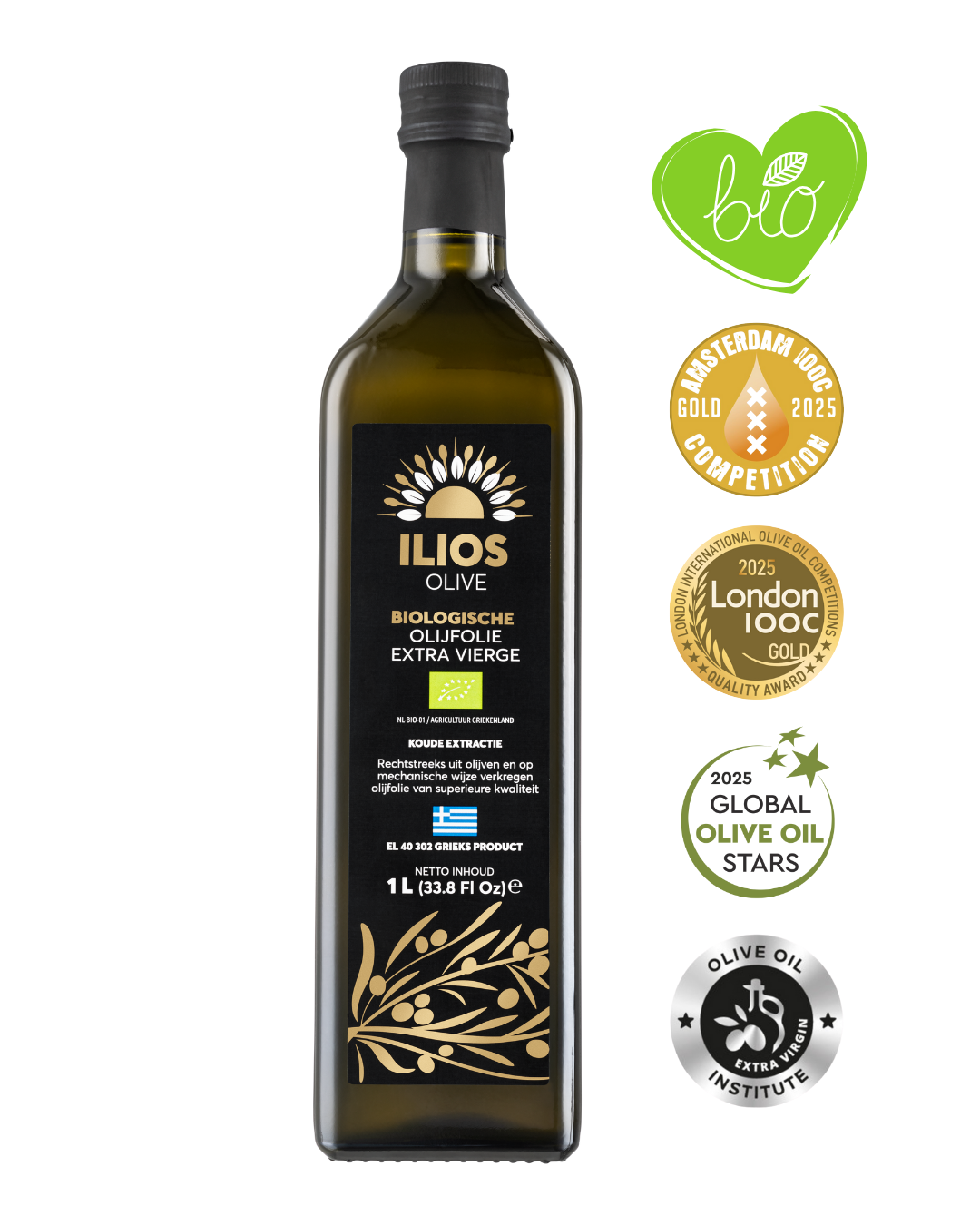 Ilios olijfolie BIO extra vierge 1000ml. 