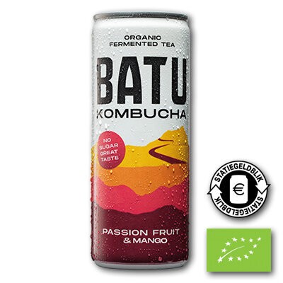 Batu Kombucha Passiefruit & Mango blik BIO 12*250ml.