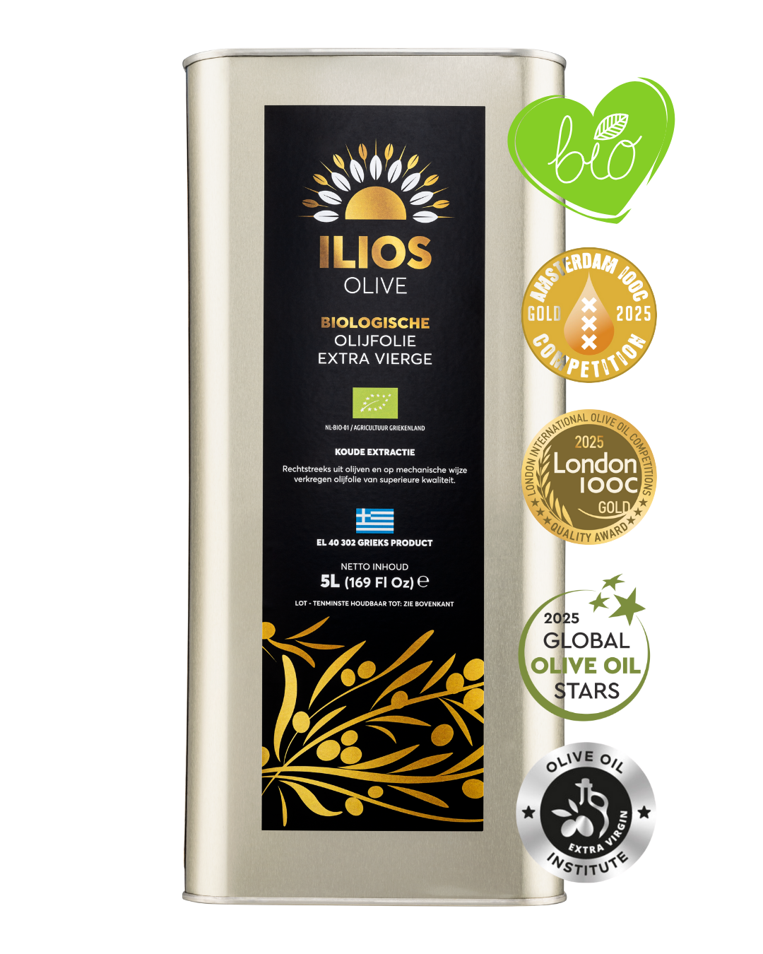 Ilios olijfolie BIO extra vierge blik 5ltr. 