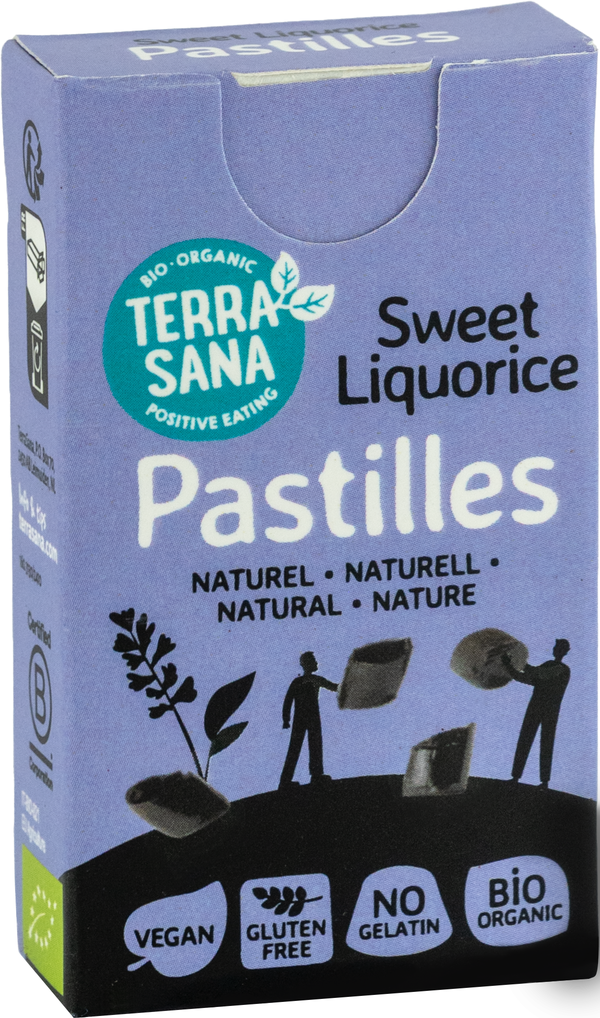 Terrasana Droppastilles Naturel Bio 125g – suikervrij, vegan en glutenvrij snoep