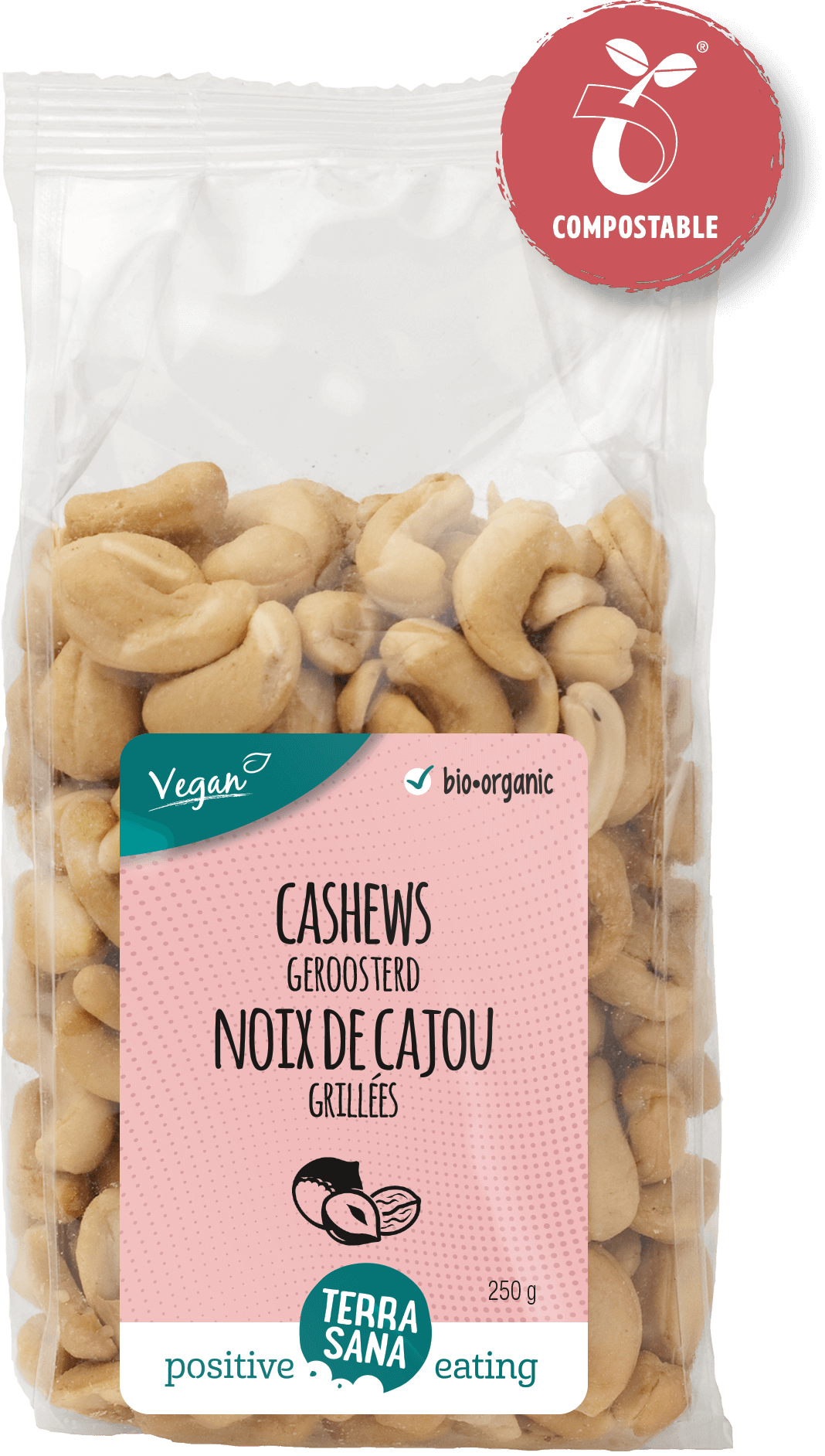 cashewnoten geroosterd 250gr. Terrasana(ongezouten) online Natuurgroothandel