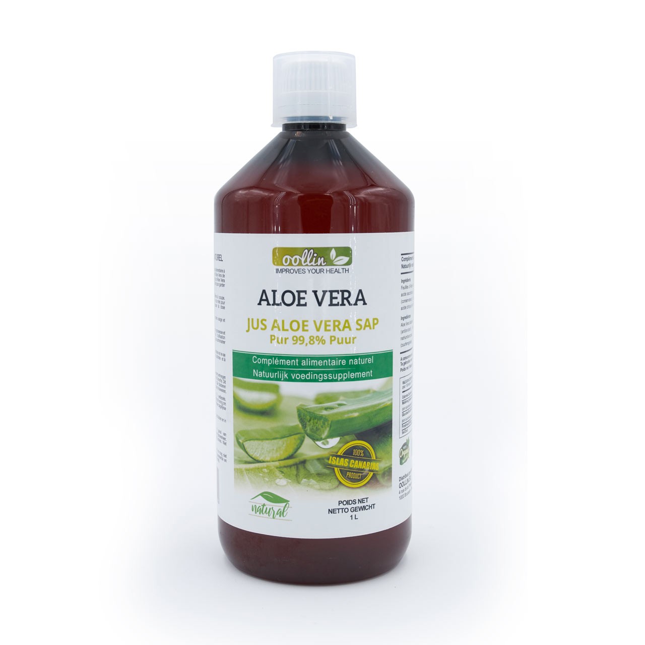 Aloe Vera sap puur 99,8 % 1ltr. Oollin