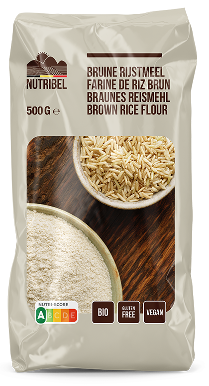 Rijstmeel bruin glutenvrij BIO 500gr. Nutribel online Natuurgroothandel