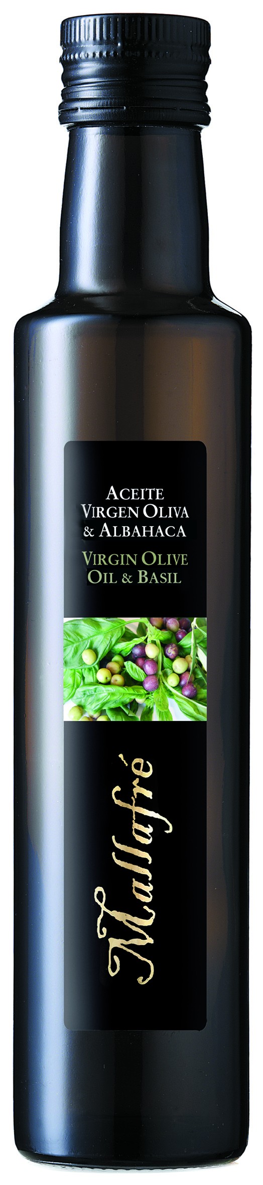 Olijfolie met basilicum 250ml. Mallafre online kopen Natuurgroothandel 