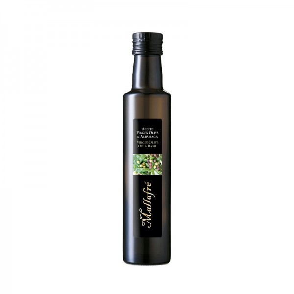Olijfolie virgin gekruid met basilicum 250ml. Mallafre